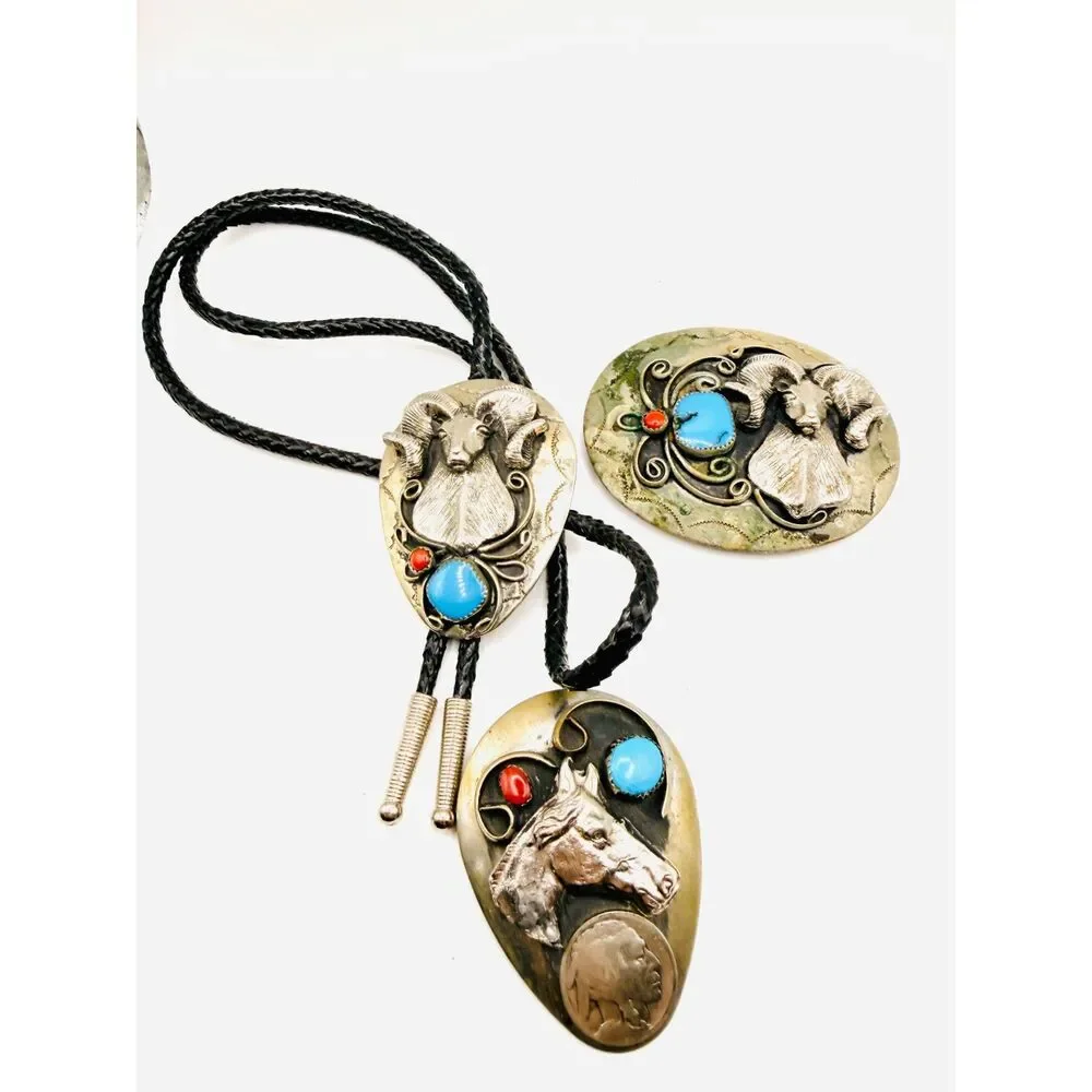 Lot og Southwestern Belt Buckle/Bolo -